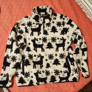 Vera Bradley Black and Cream Fleece Pullover